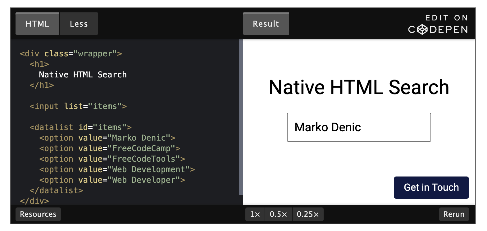 HTML Native Search